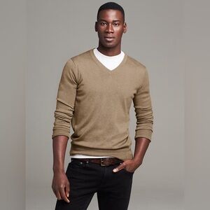 Banana‎ Republic Men’s Luxury Blend SILK COTTON CASHMERE V-NECK SWEATER Camel L